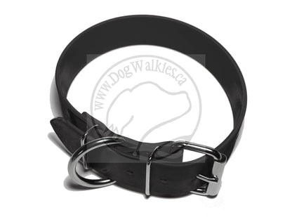 Jet Black Biothane Dog Collar - Extra Wide - 1.5 inch (38mm) wide