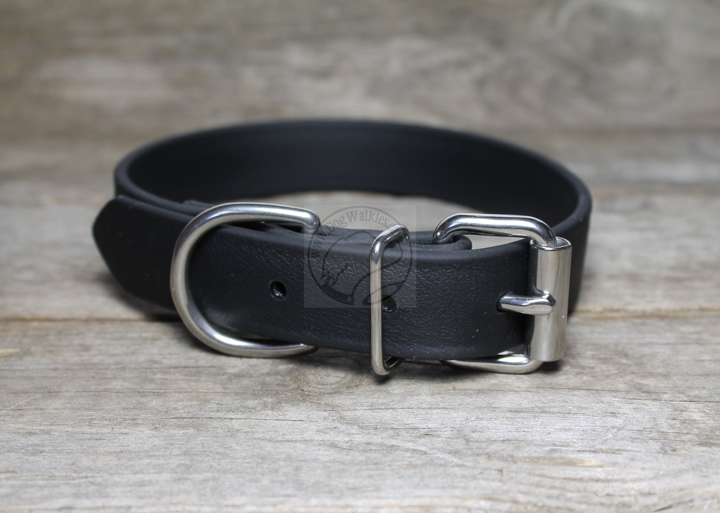 Jet Black Biothane Dog Collar - 1 inch (25mm) wide