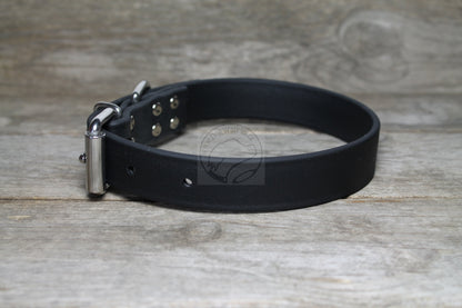 Jet Black Biothane Dog Collar - 1 inch (25mm) wide