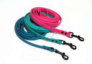 Matte Black Hardware Biothane Dog Leashes - 35 colours - all lengths & widths