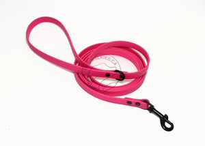 Matte Black Hardware Biothane Dog Leashes - 35 colours - all lengths & widths