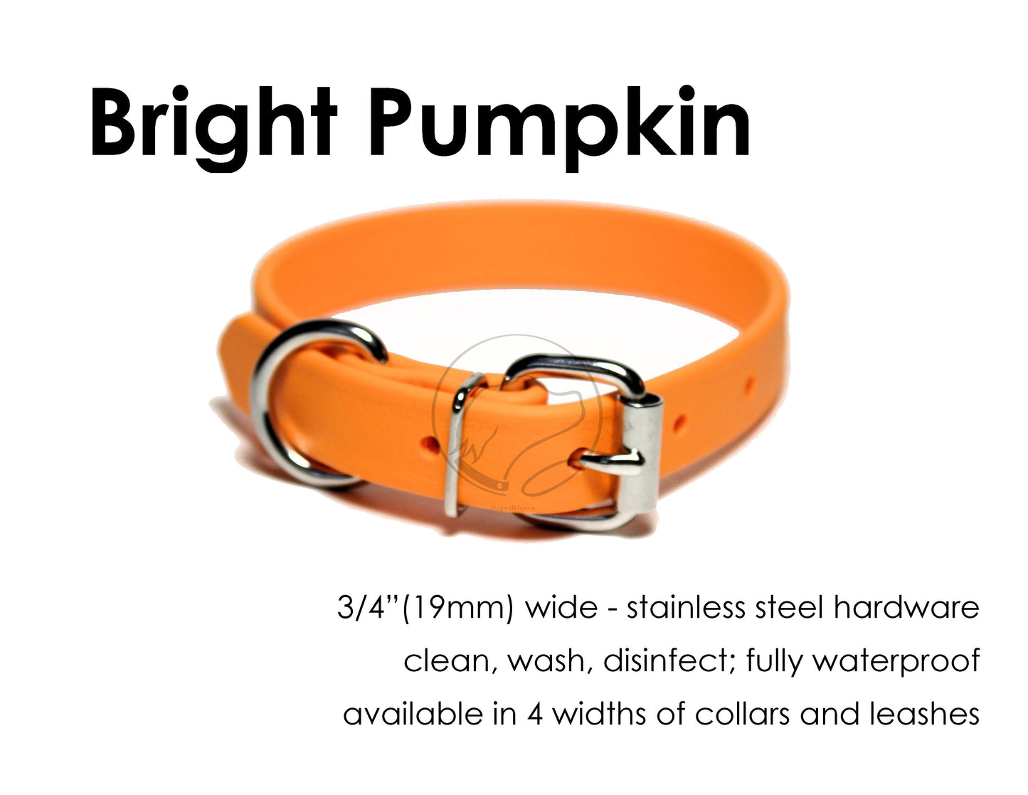 Bright Pumpkin Orange Biothane Dog Collar - 3/4" (20mm) wide