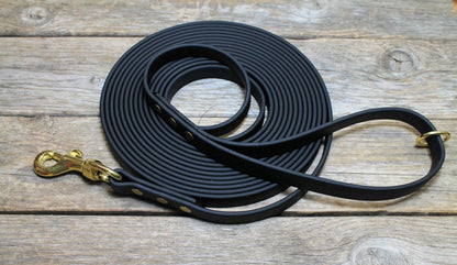 Heavier Weight Biothane 5/8" (16mm) Tracking Recall Long Line - waterproof leash for large dogs or stronger pullers