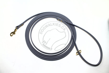 Lighter Weight Waterproof Tracking Recall Long Line - leash for smaller dog or cats - 3/8" (9mm) Biothane