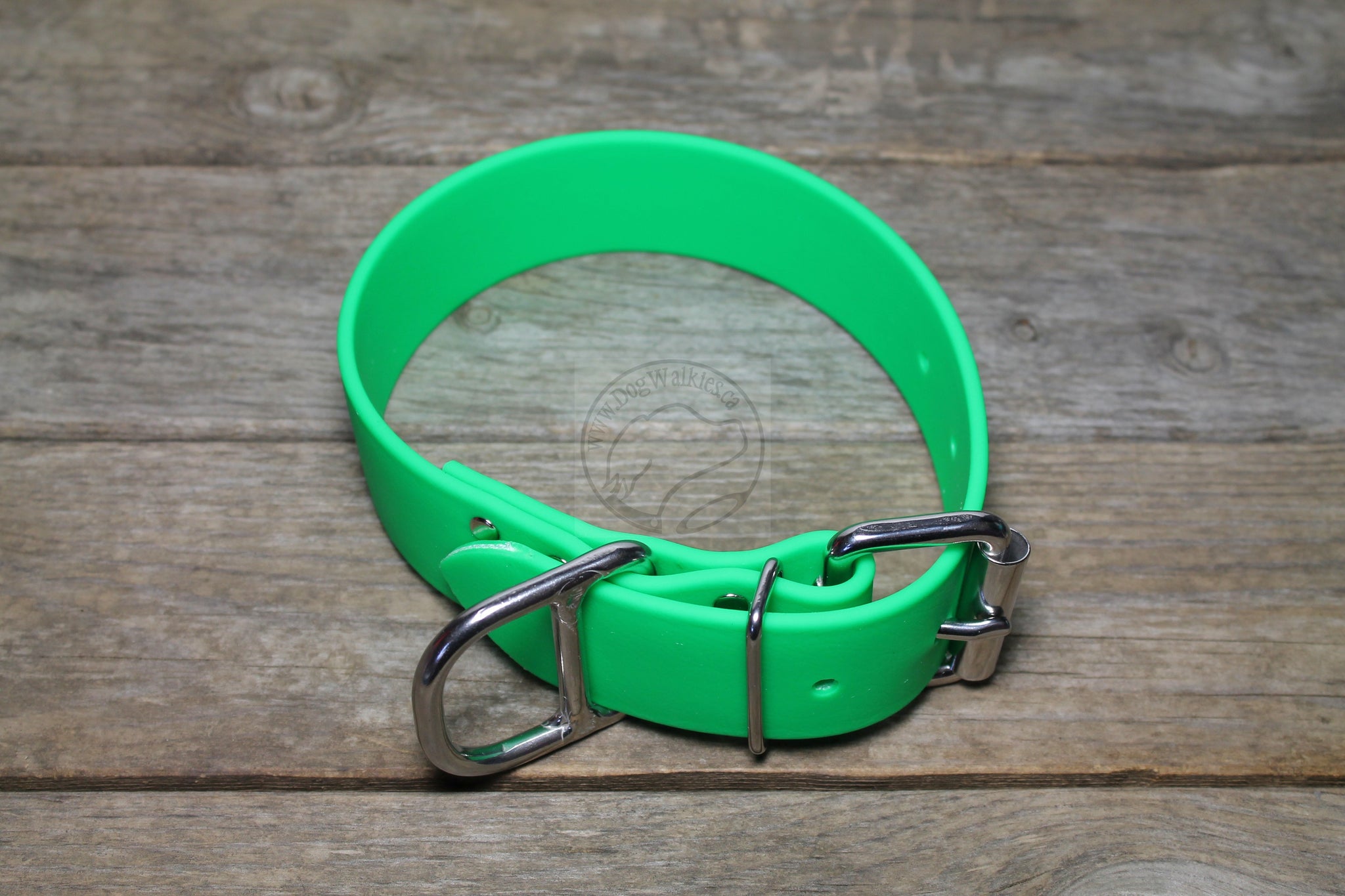 Neon Apple Green Biothane Dog Collar - Extra Wide - 1.5 inch (38mm) wide