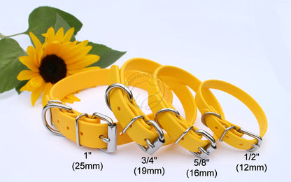 Sunflower Yellow Biothane Small Dog Collar - 1/2" (12mm) wide
