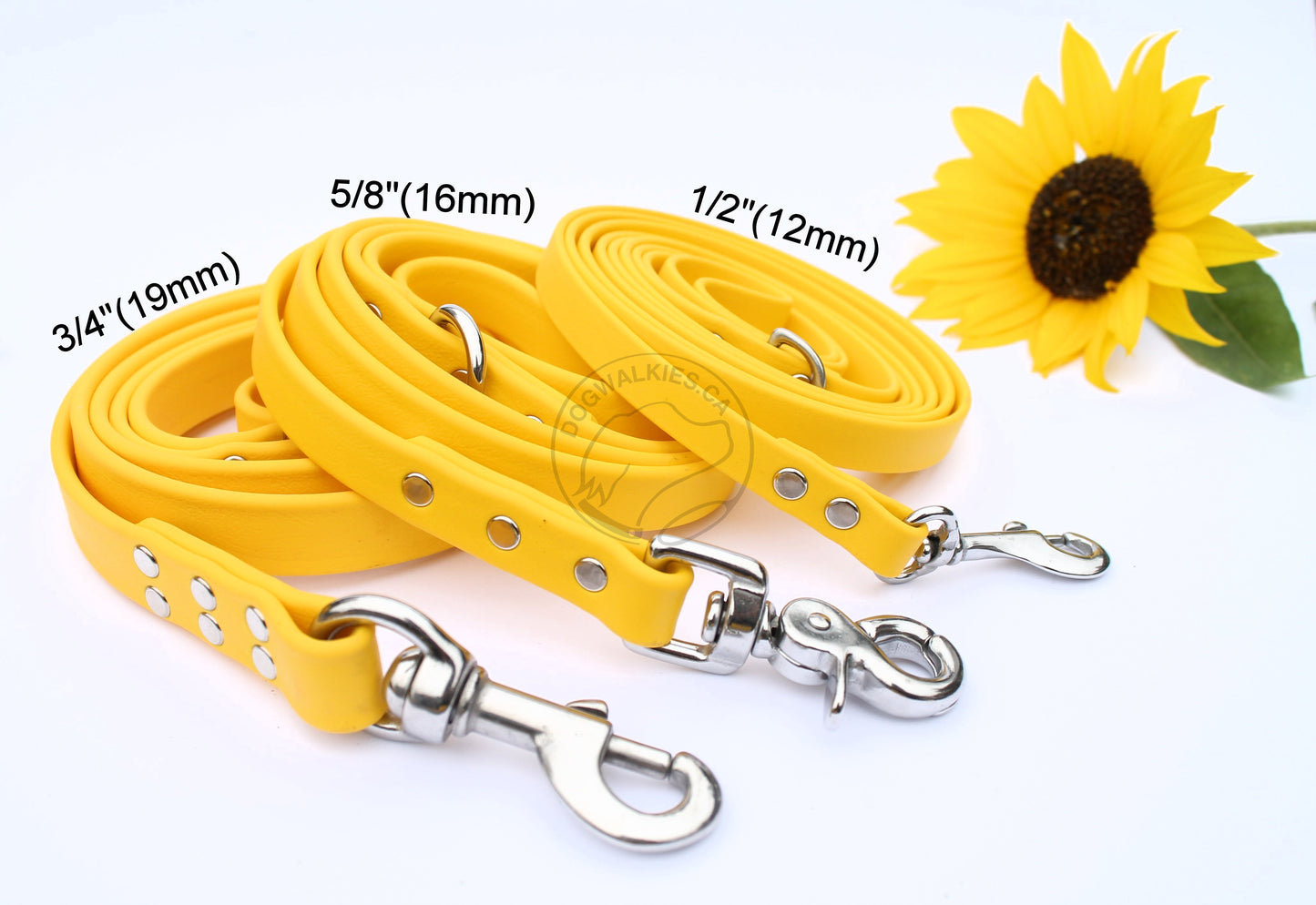 Sunflower Yellow Biothane Large Dog Leash
