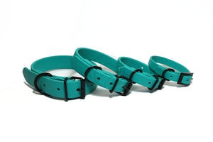Matte Black Hardware Biothane Dog Collar - 35 colours - all sizes & widths