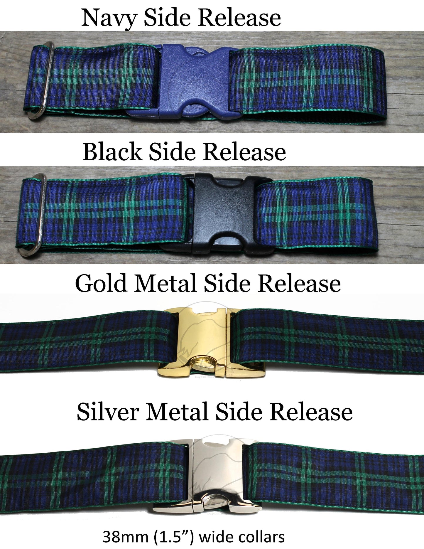 Blackwatch green edge clan tartan - dog collar