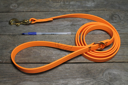 Bright Pumpkin Orange Biothane Large Dog Leash, 20mm (3/4")