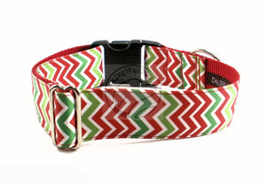 Christmas Zig Zag Chevrons - dog collar