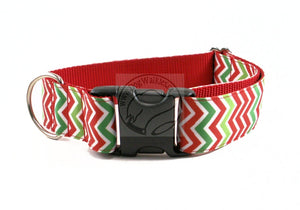 Christmas Zig Zag Chevrons - dog collar