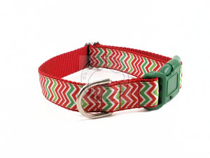 Christmas Zig Zag Chevrons - dog collar