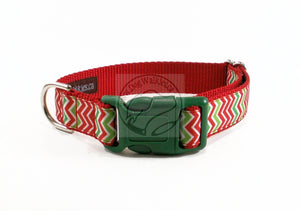 Christmas Zig Zag Chevrons - dog collar