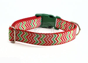 Christmas Zig Zag Chevrons - dog collar