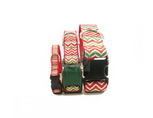 Christmas Zig Zag Chevrons - dog collar