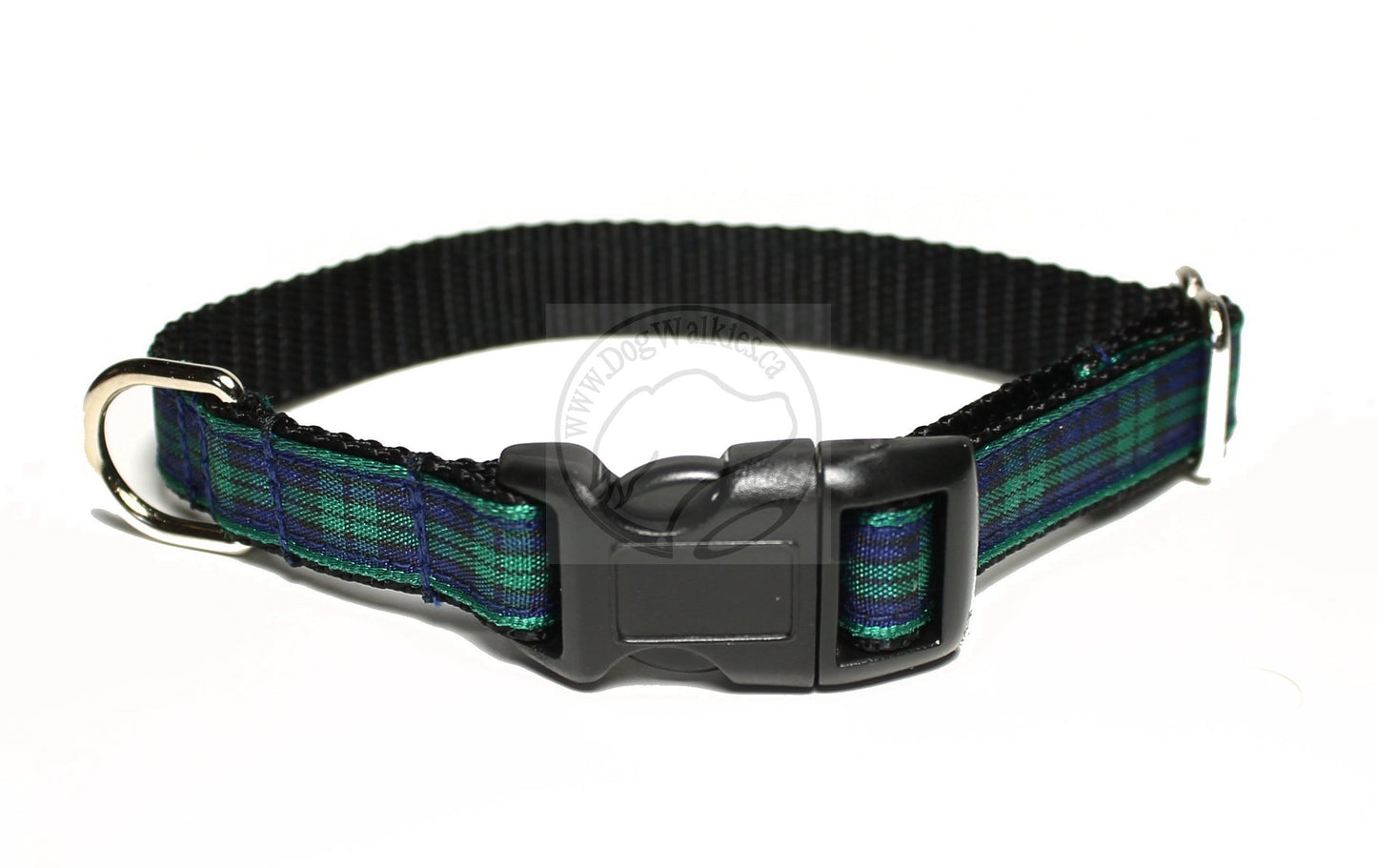 Blackwatch green edge clan tartan - dog collar
