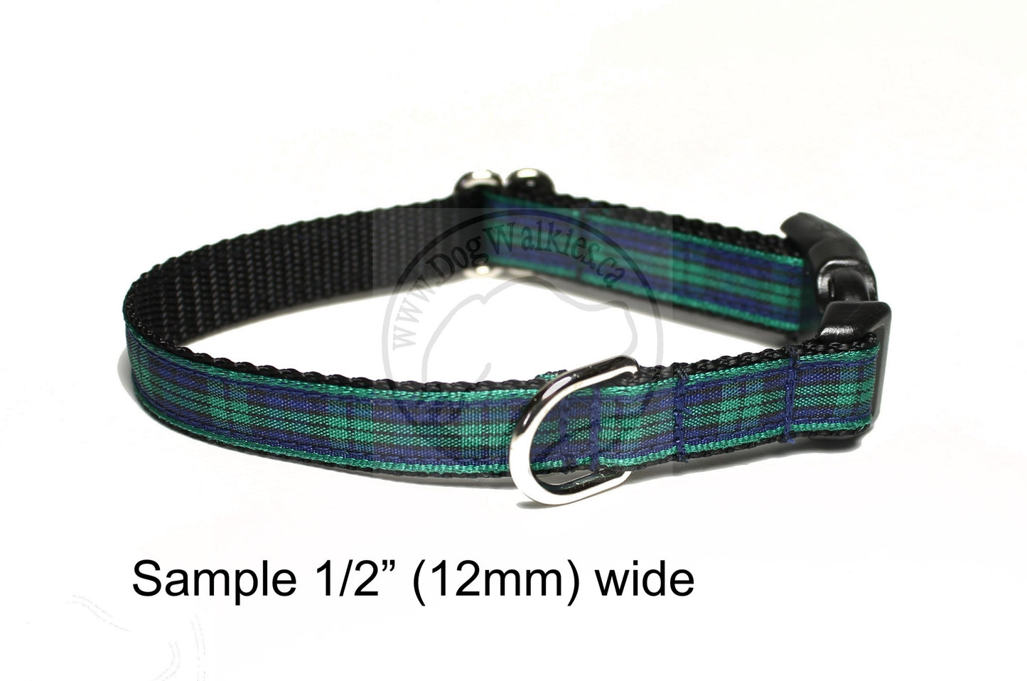 Blackwatch green edge clan tartan - dog collar