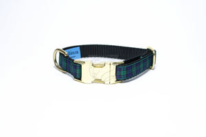 Blackwatch green edge clan tartan - dog collar