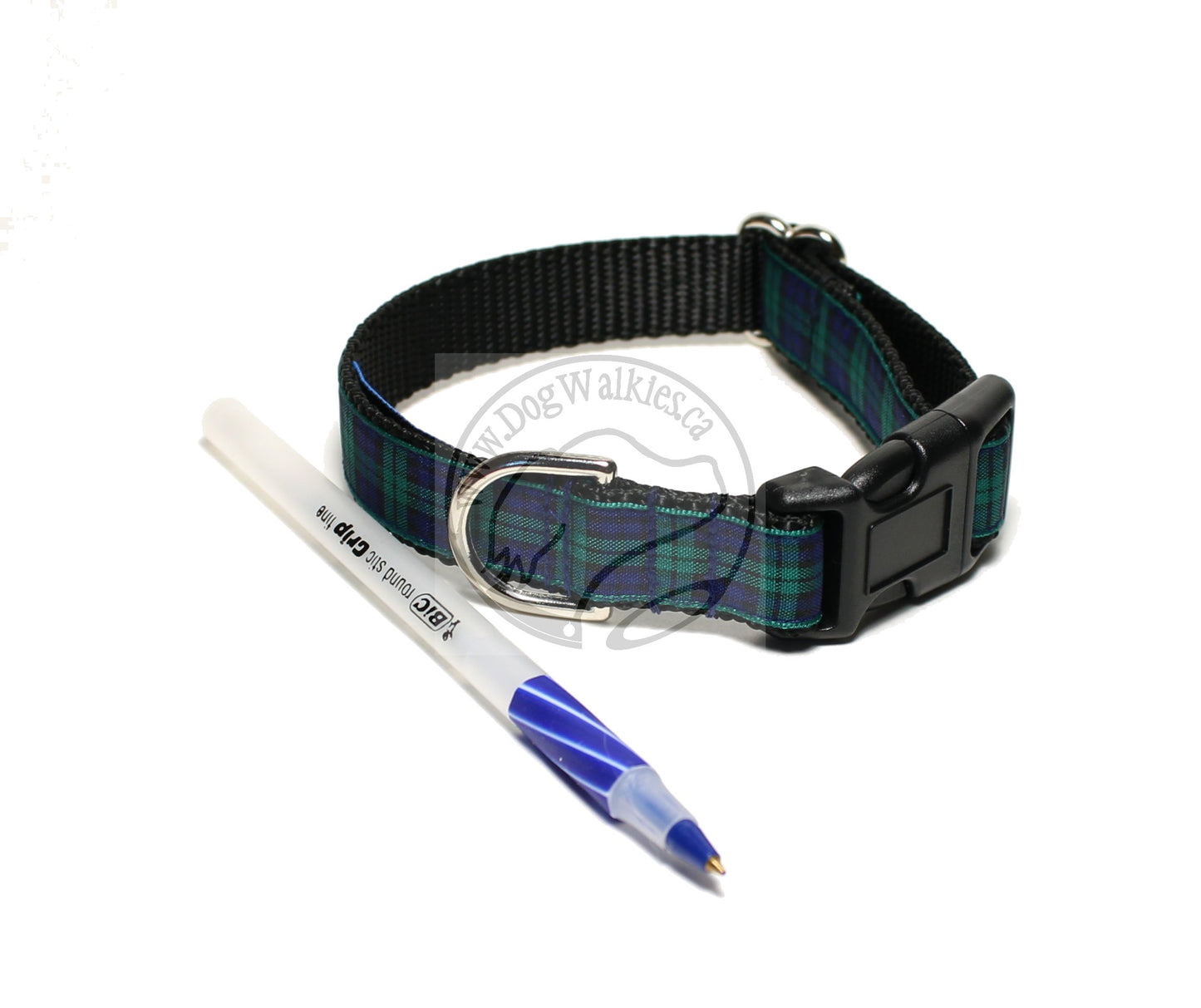 Blackwatch green edge clan tartan - dog collar