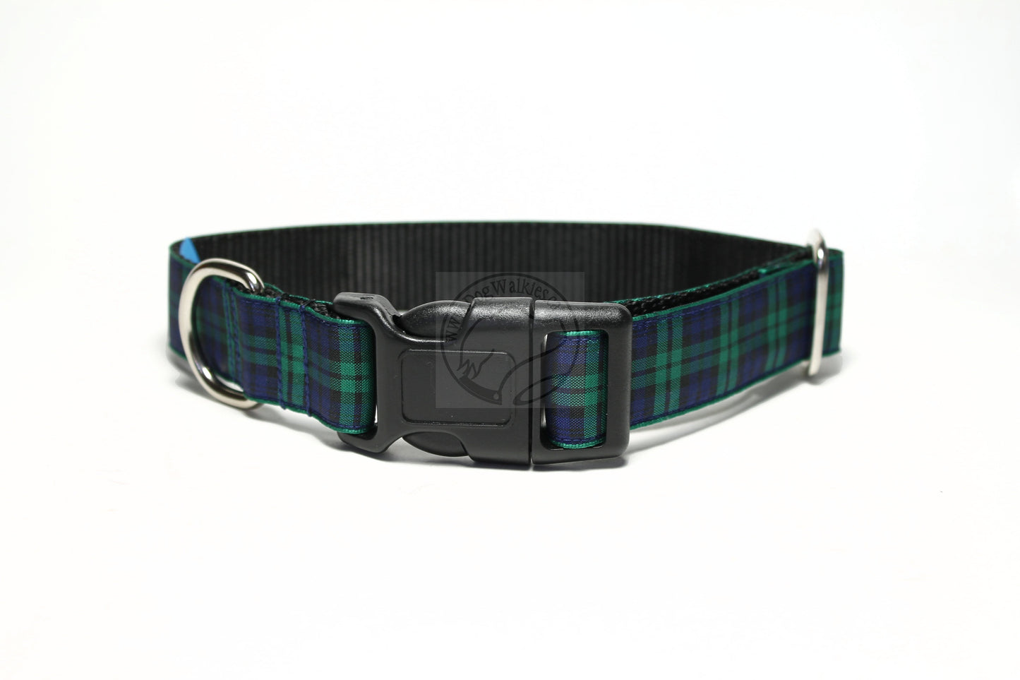 Blackwatch green edge clan tartan - dog collar
