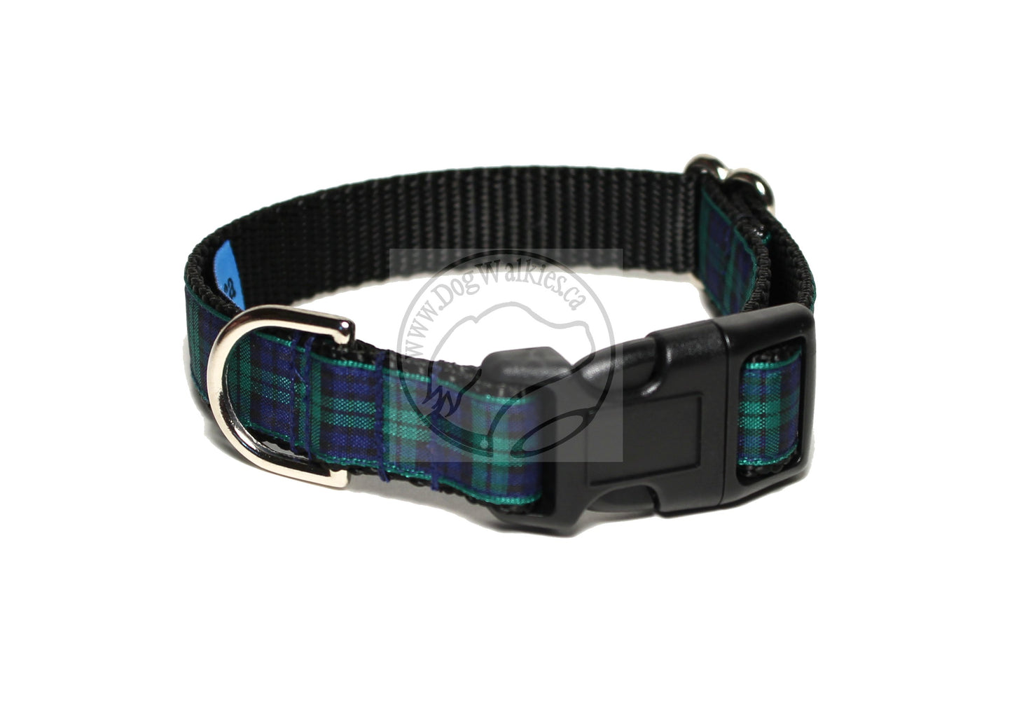 Blackwatch green edge clan tartan - dog collar