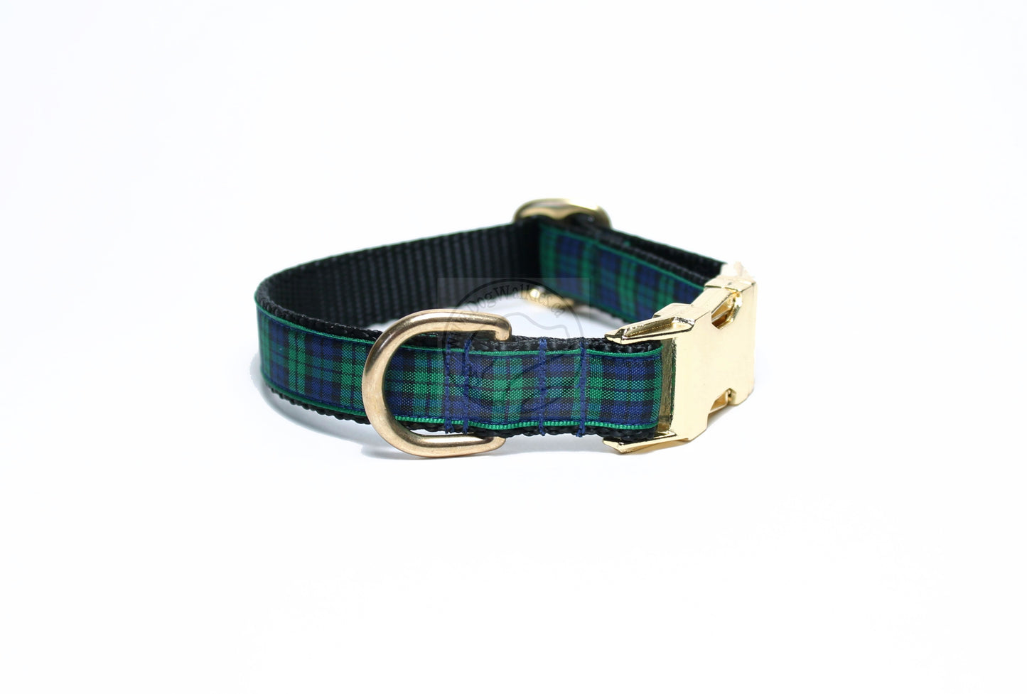 Blackwatch green edge clan tartan - dog collar