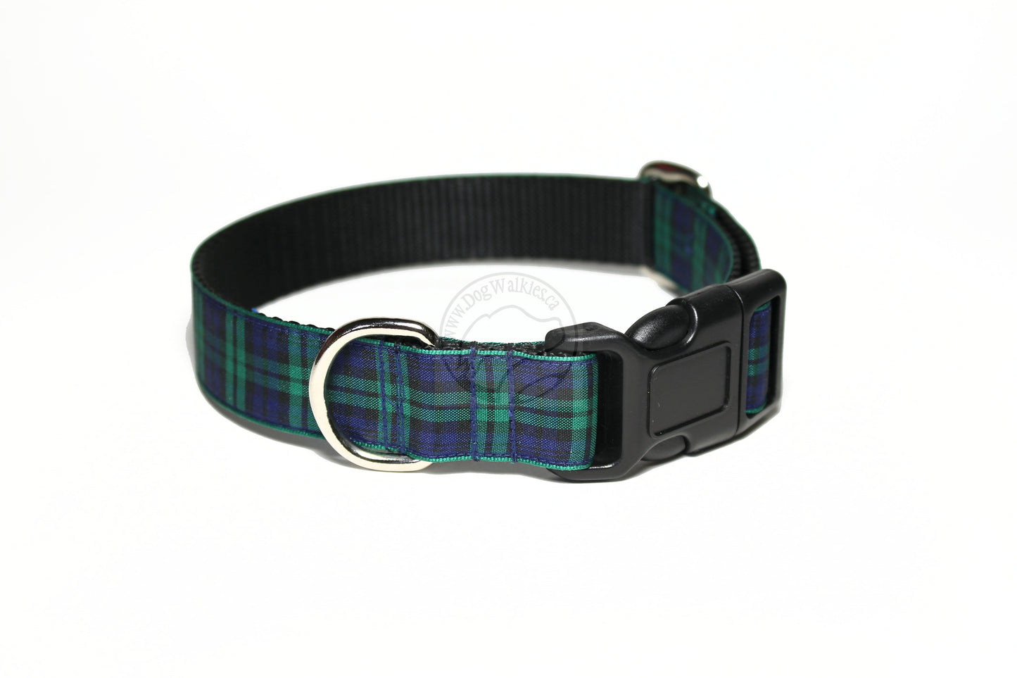 Blackwatch green edge clan tartan - dog collar