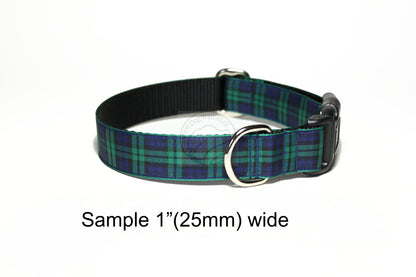 Blackwatch green edge clan tartan - dog collar