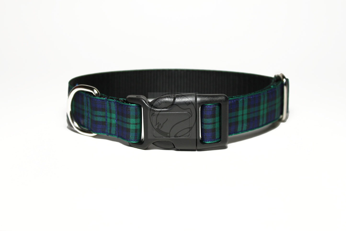 Blackwatch green edge clan tartan - dog collar