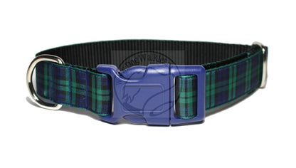 Blackwatch green edge clan tartan - dog collar