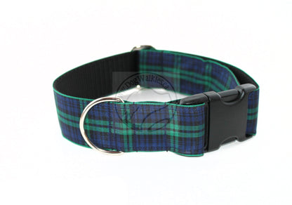 Blackwatch green edge clan tartan - dog collar