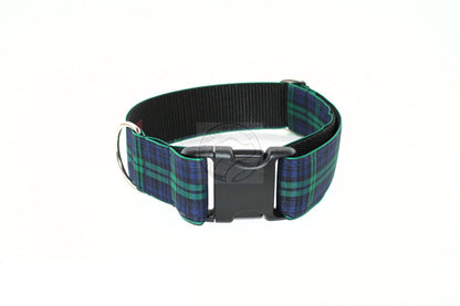 Blackwatch green edge clan tartan - dog collar
