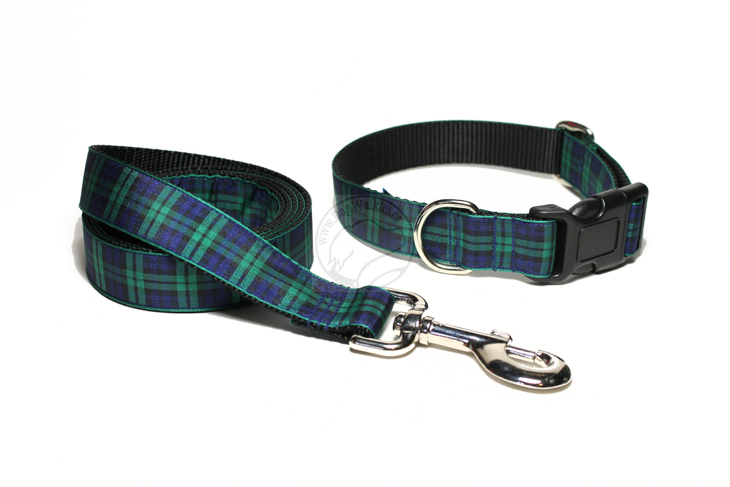 Blackwatch green edge clan tartan - dog collar