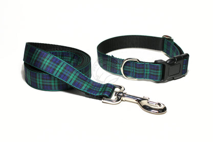 Blackwatch green edge clan tartan - dog collar