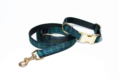 Blackwatch green edge clan tartan - dog collar