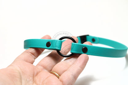Dog Collar with Breakaway Buckle and O ring - Genuine Biothane Vegan Leather - 12mm (1/2") width - O Ring Collar