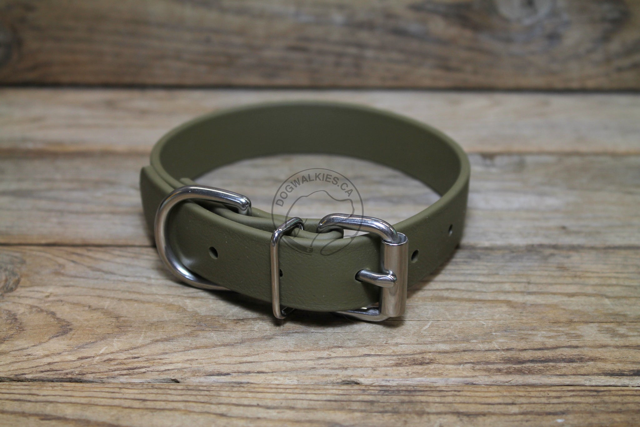 Olive Green Biothane Dog Collar - 1 inch (25mm) wide