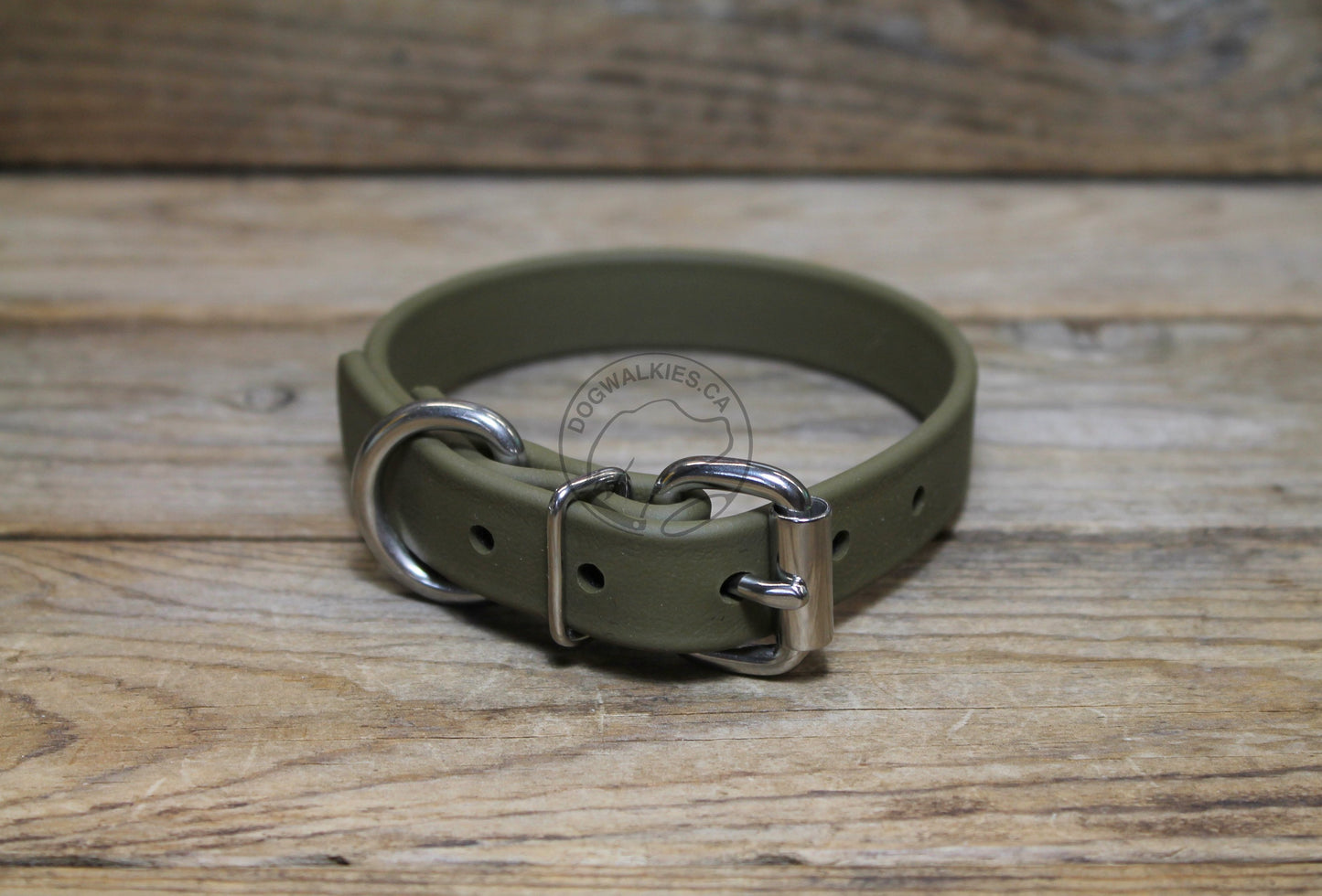 Olive Green Biothane Dog Collar - 3/4" (20mm) wide