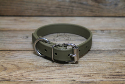 Olive Green Biothane Dog Collar - 3/4" (20mm) wide