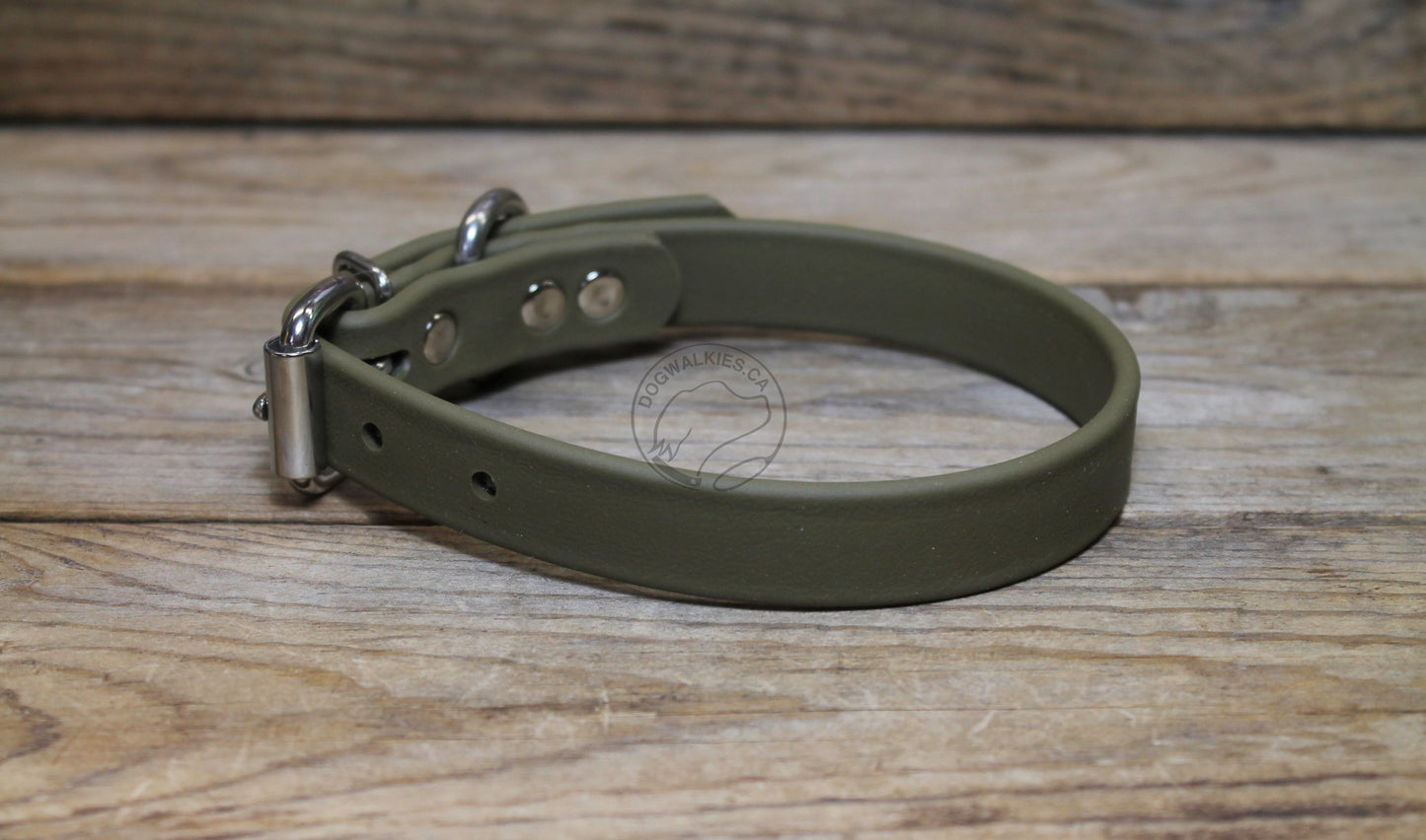 Olive Green Biothane Dog Collar - 3/4" (20mm) wide