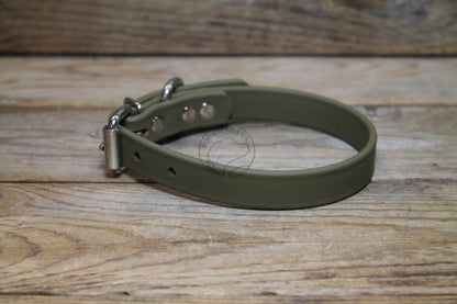 Olive Green Biothane Dog Collar - 3/4" (20mm) wide