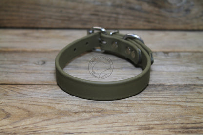 Olive Green Biothane Dog Collar - 3/4" (20mm) wide