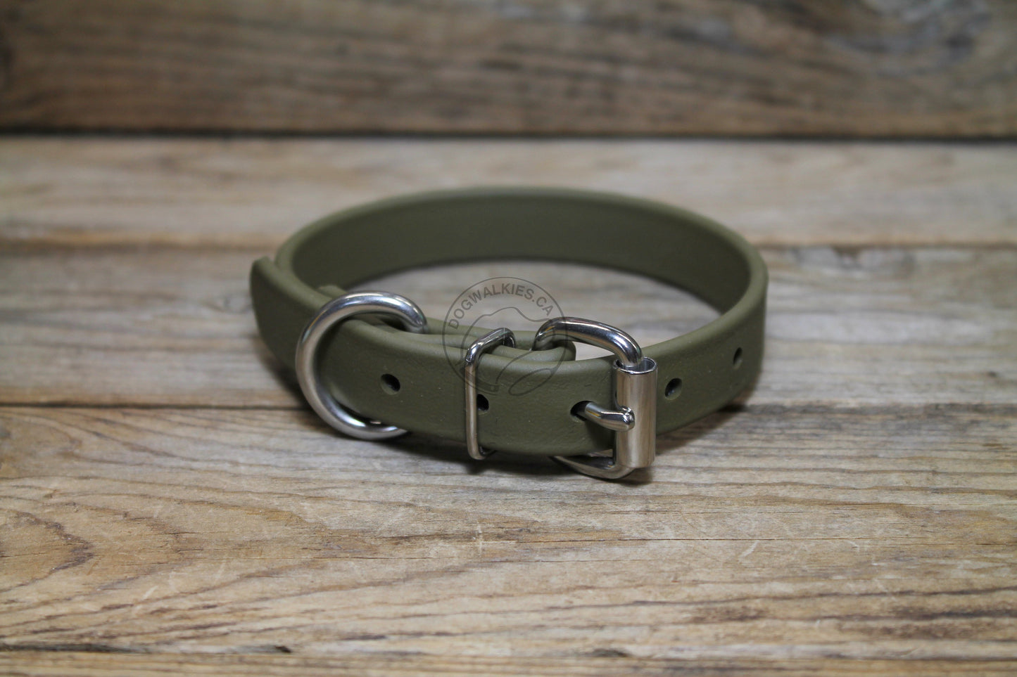 Olive Green Biothane Dog Collar - 3/4" (20mm) wide