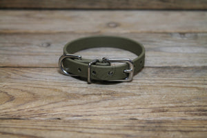 Olive Green Biothane Small Dog Collar - 1/2" (12mm) wide