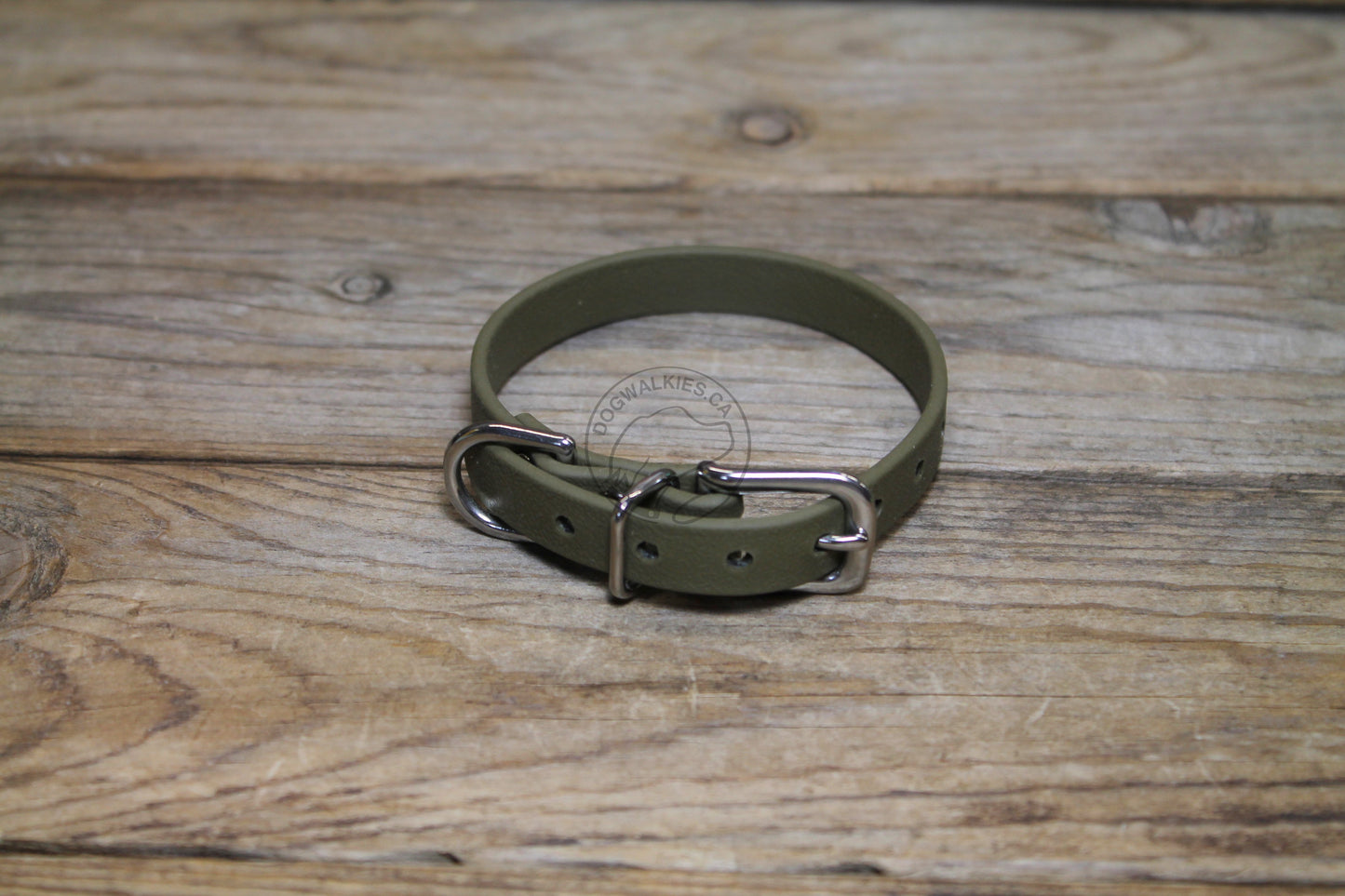 Olive Green Biothane Small Dog Collar - 1/2" (12mm) wide