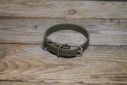 Olive Green Biothane Small Dog Collar - 1/2" (12mm) wide
