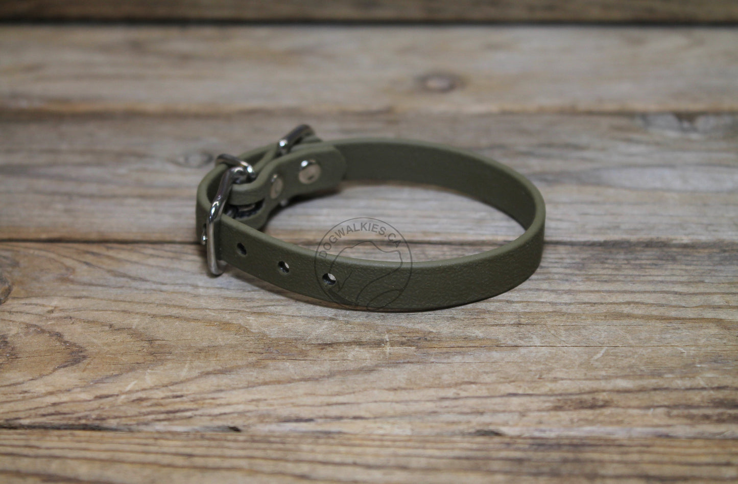 Olive Green Biothane Small Dog Collar - 1/2" (12mm) wide