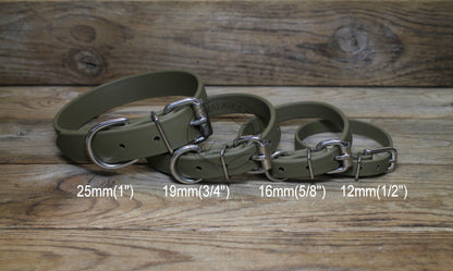 Olive Green Biothane Small Dog Collar - 1/2" (12mm) wide