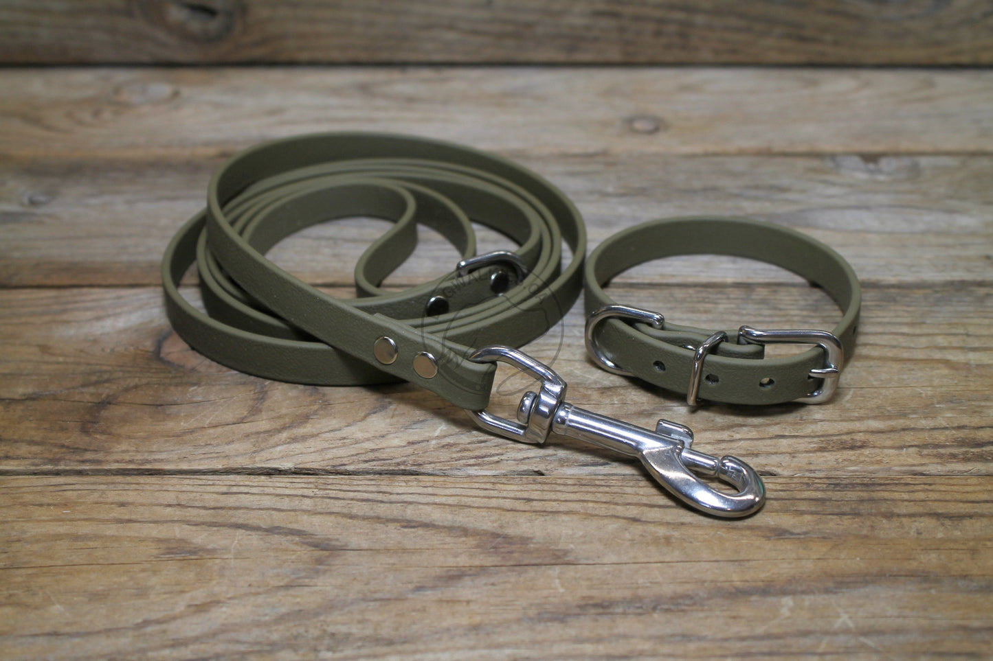 Olive Green Biothane Small Dog Collar - 1/2" (12mm) wide